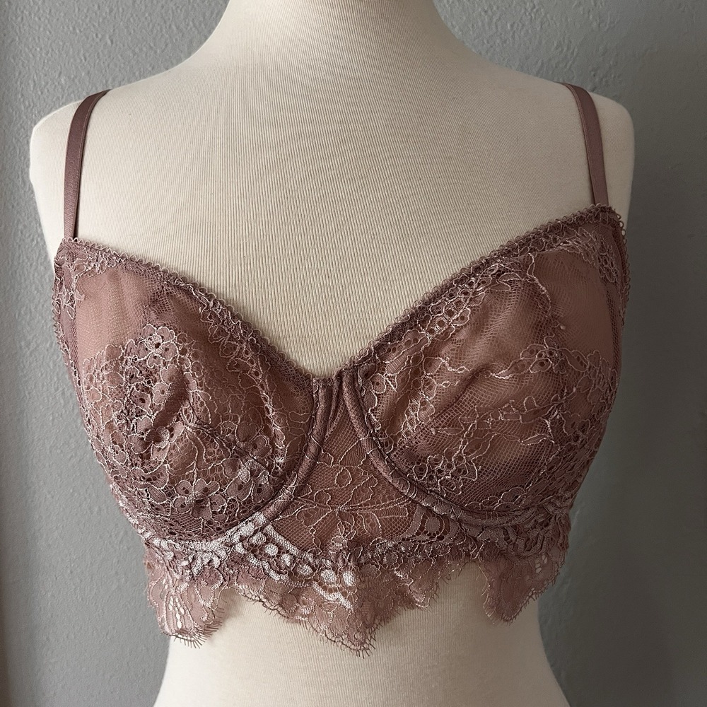 VICTORIA'S SECRET DREAM ANGELS Bra Push Up No Padding under Wire Pink Lace 36D